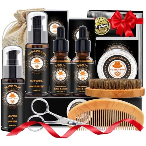 XIKEZAN Fathers Day Gifts for Dad Husband,Beard Kit for Men Grooming & Care w/Beard Conditioner, Wash,Oil,Balm,Birthday Valentines Easter Gifts for Mens Him Boyfriend Christmas Stocking Stuffers