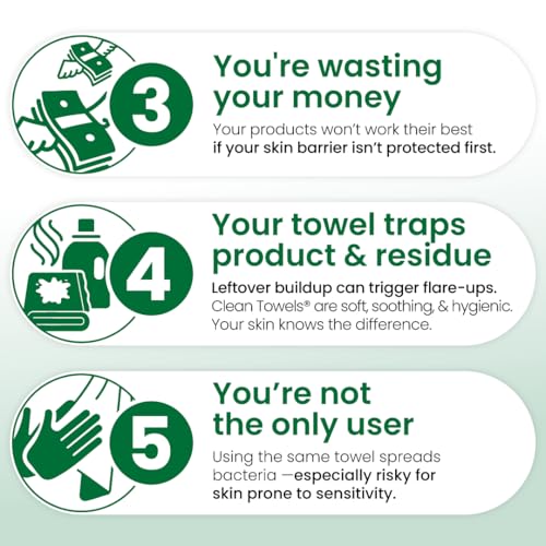 Clean Skin Club XL Sensitive Skin Towels - 10 Pack, Travel-Friendly