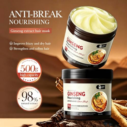 Ginseng Nourishing Hair Mask - Moisturizing Treatment for All Hair Types, 17.6 OZ