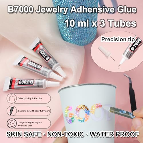 24-Color Bedazzling Kit with Silver Gems & B7000 Glue Set