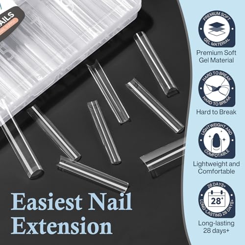 Luckyfairy 3XL Long Square Nail Tips - 240pcs Soft Gel Press-On