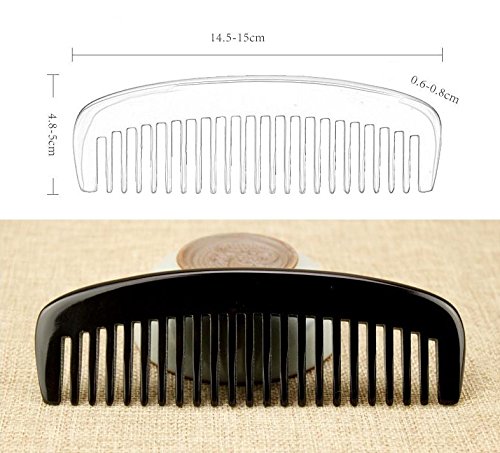 Liasun Handmade Natural Ox Horn Wide Tooth Hair Comb 1 Pack - Anti-Static & Tangle-Free
