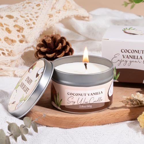 8-Piece Vanilla Coconut Spa Gift Set for Women with Glass Cup