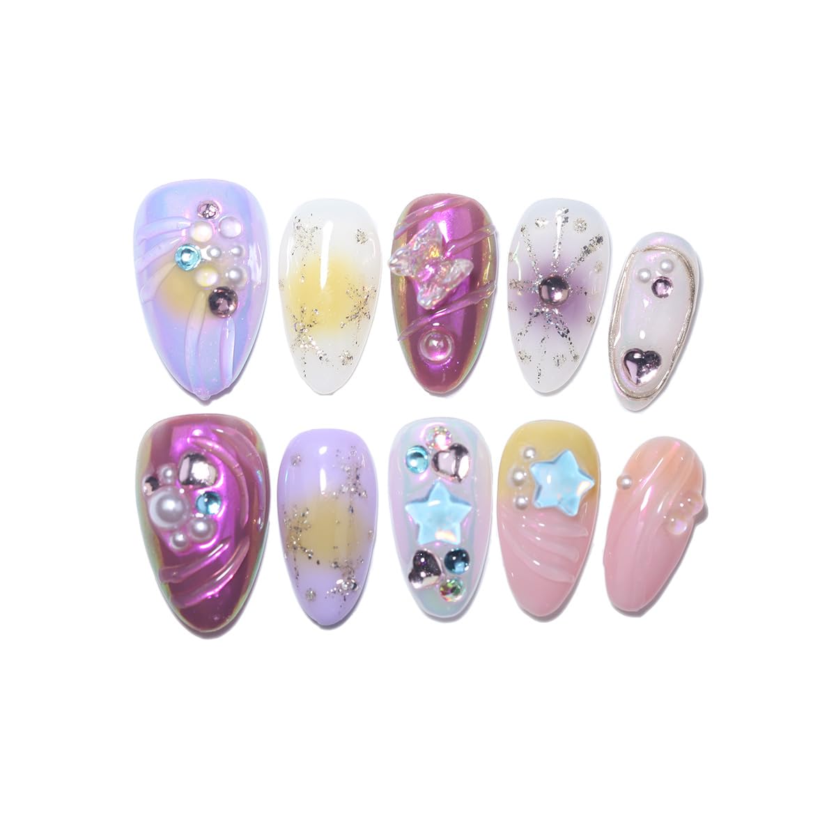 Handmade Press On Nails - Nude Pink Glitter French Tips | 10 Pcs Reusable & Easy to Apply