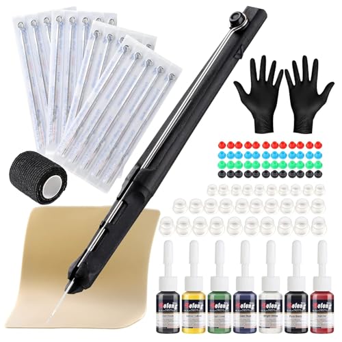 Solong Professional Hand Poke Tattoo Kit GK802TN01-1-US with Ink Needles Gloves