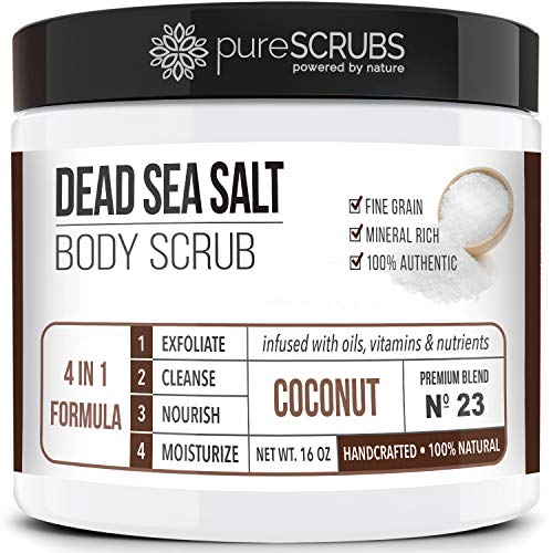 OGX Hydration + Sea Kelp & Hyaluronic Acid Sulfate-Free Lightly Moisturizing Body Scrub with Black Rice, Gentle Exfoliating Daily Body Wash to Soften & Smooth Skin, 19.5 Fl Oz