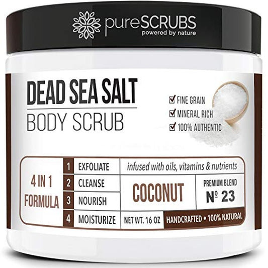 OGX Hydration + Sea Kelp & Hyaluronic Acid Sulfate-Free Lightly Moisturizing Body Scrub with Black Rice, Gentle Exfoliating Daily Body Wash to Soften & Smooth Skin, 19.5 Fl Oz