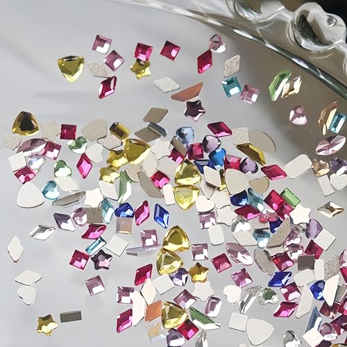 300Pcs Colorful Mini Nail Rhinestones - Multi Shape Charms for Nail Art