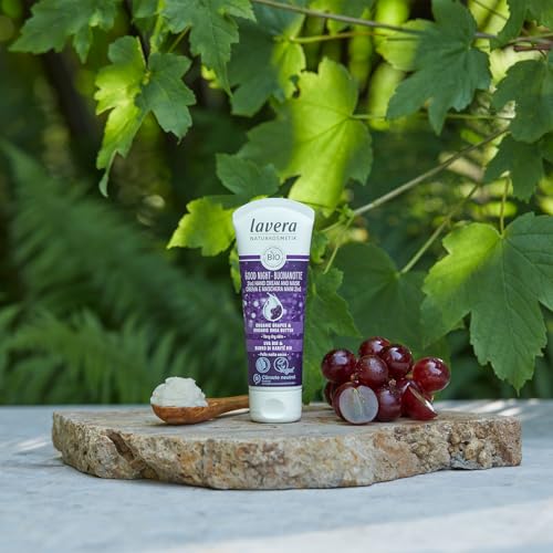 Organic Grape Lavera Good Night 2-in-1 Hand Cream & Mask - Vegan, Natural, Certified, 2.5 Fl Oz