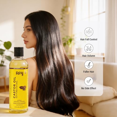 Castor Oil for Hair & Skin - Rey Naturals Cold Pressed Arandi Oil 200 ml