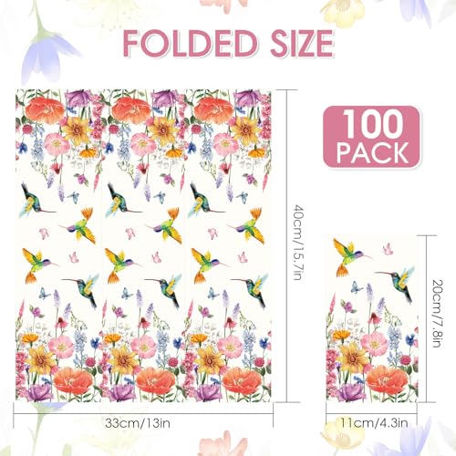 Boho Vintage Poppy Flower Napkins - 100 Disposable Hand Towels