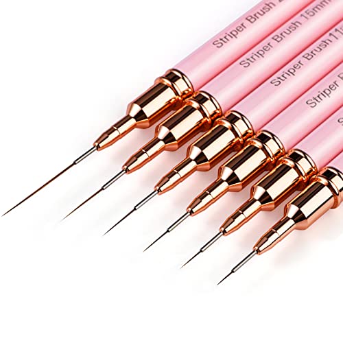 Yasterd 6-Piece Pink Nail Art Brush Set - Fine Detailing & Striping