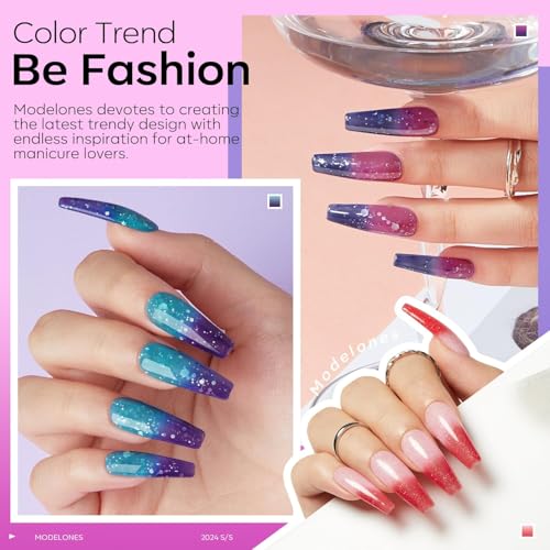 Modelones Neon Color Changing Gel Nail Polish Set - 6 Vibrant Shades, Beginner Friendly