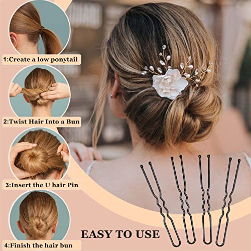 AITRAI 200 Pcs Black Bobby Pins & U-Shaped Hair Pins Kit with Box, 2.4 Inch