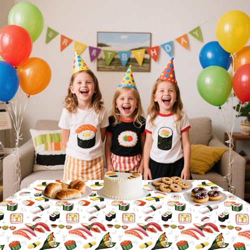 Sushi Party Table Covers - 4 Pack, 52 x 86 Inch Waterproof Decor