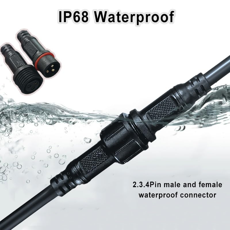 18AWG 3-Pin Waterproof Connector | 20cm Male/Female LED Plug