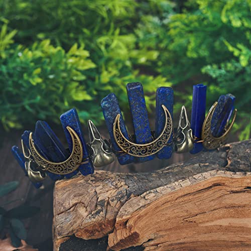 Formery Blue Quartz Crystal Crown Headpiece for Women - Moon Witch Tiara