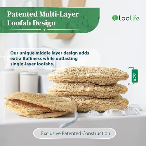 LooLife Natural Loofah Sponge - Exfoliating Leaf Body Scrubber