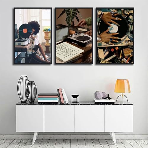 Funky Black Girl Poster - African American Canvas Wall Art 12x16in