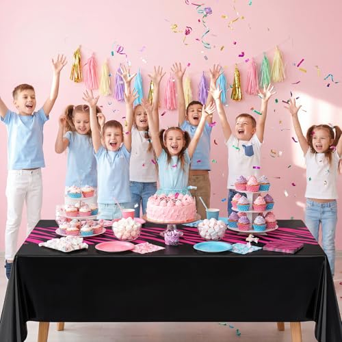 Pink Zebra Tablecloths - 3 Pack Plastic Table Covers 54 x 108"