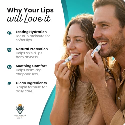 Moisturizing Tallow Lip Balm ? Grass-Fed Beef Tallow with Organic Coconut Oil, Beeswax, and Vitamin E ? Sweet Orange ? Lip Balm Set ? Travel Essential ? 3-Pack