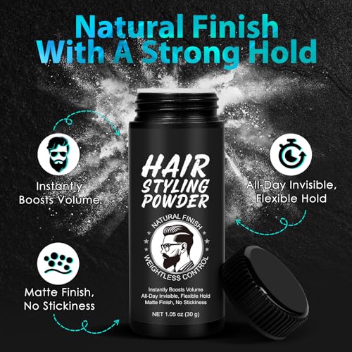 VOFANK Men's Texture Powder - Volumizing Hair Styling Powder for All Hair Types, 24-Hour Natural Matte Hold, 30g