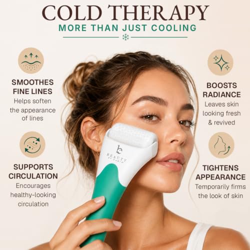 Ice Roller for Face & Eyes - Cooling Puffy Eyes & Wrinkles - Gift-Ready, Reusable, Detachable Head (Beauty by Earth)
