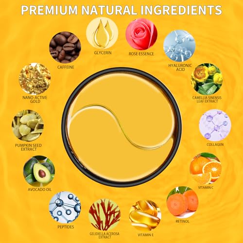 24K Gold Eye Masks for Dark Circles & Puffiness - 70PCS