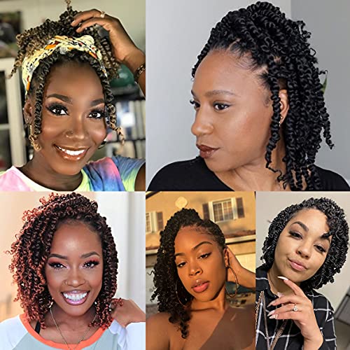 Leeven 8 Inch Passion Twist Crochet Hair 8 Packs - Short Pre-Twisted Synthetic Braids for Women