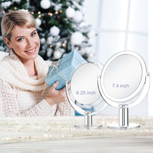 CLSEVXY 7.4-Inch Double-Sided Vanity Mirror, 1X/15X Magnifying Makeup Mirror