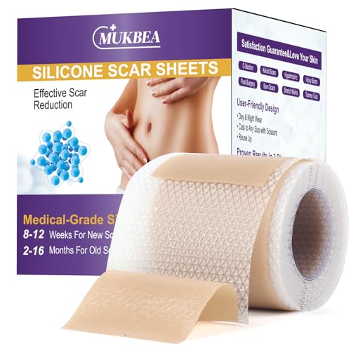 MUKBEA 3M Silicone Scar Sheets Tape Roll 1.6”x120” Reusable Medical-Grade