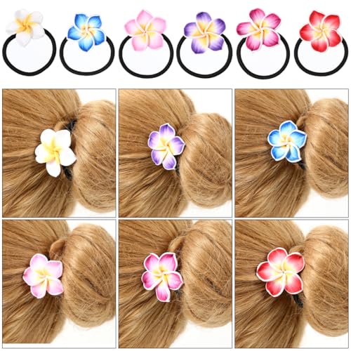 Beaupretty 12-Piece Plumeria Flower Hair Ties for Women and Girls