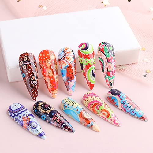 Colorful Bohemian Nail Foil Transfer Stickers - 10 Sheets