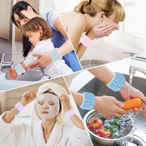 8pcs Microfiber Wrist Bands for Face Washing - Absorbent Arm Towels