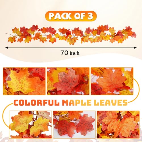 6ft Artificial Maple Leaf Garland - 3 Pack Fall Decor