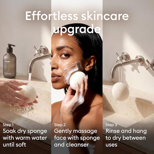 Organic Konjac Facial Sponges 3-Pack with Bamboo Charcoal & Green Clay