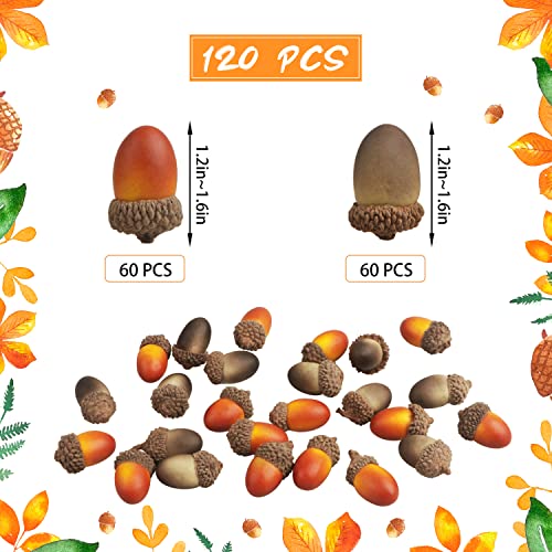 120 PCS Artificial Acorns for Fall Decor - Mini Craft Acorns