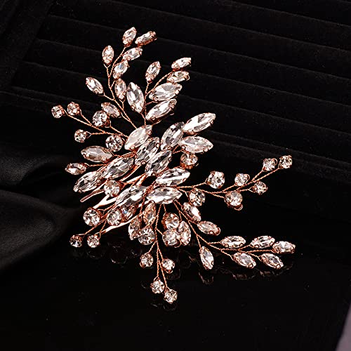 Rose Gold Rhinestone Bridal Hair Comb for Wedding and Formal Events
