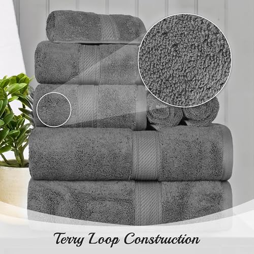 Superior Egyptian Cotton Face Towel Set of 6 - Charcoal