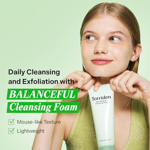 Torriden Balanceful Pore Cleansing Foam 150ml - Gentle Exfoliating Facial Cleanser with Salicylic Acid & 5D Cica