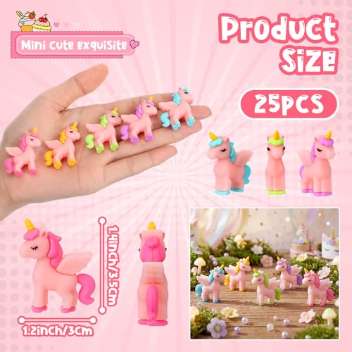 25 Mini Unicorn Figurines - Cute Cake Toppers for Parties