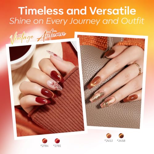 Modelones Fall Cat Eye Gel Nail Polish Set - 6 HEMA-Free Shimmer Colors