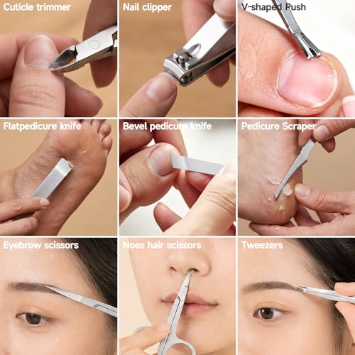 15-Piece Stainless Steel Nail Clippers Set with Leather Case