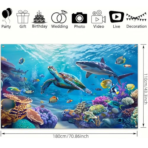 BlissYard Underwater World Banner | Marine Life Backdrop 71x43