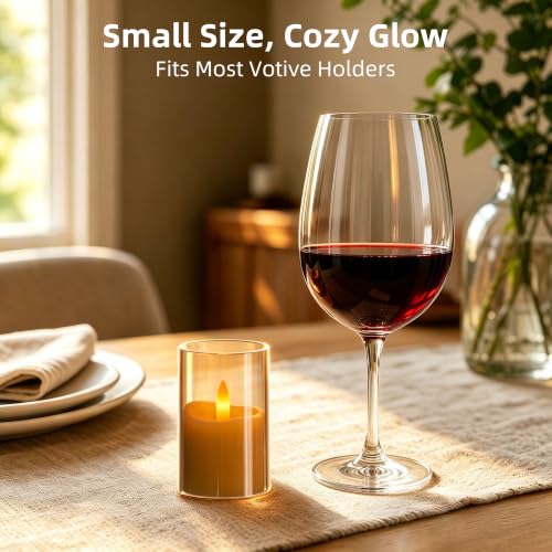 Rechargeable Flameless Tea Lights with Remote & Timer - Set of 6 Amber