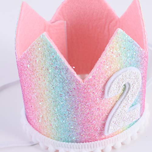 WAWUO Baby Rainbow Crown Hats - 2 Pack Birthday Photo Props