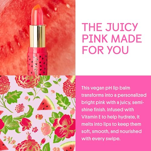 Winky Lux Watermelon Candy Scented Lip Balm - Hydrating Color-Changing Pink, pH Reactive, Vegan & Cruelty-Free