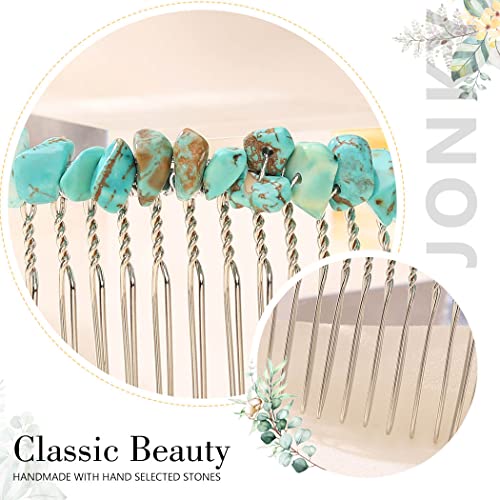 JONKY Turquoise, Transparent & Purple Crystal Bridal Hair Comb for Women