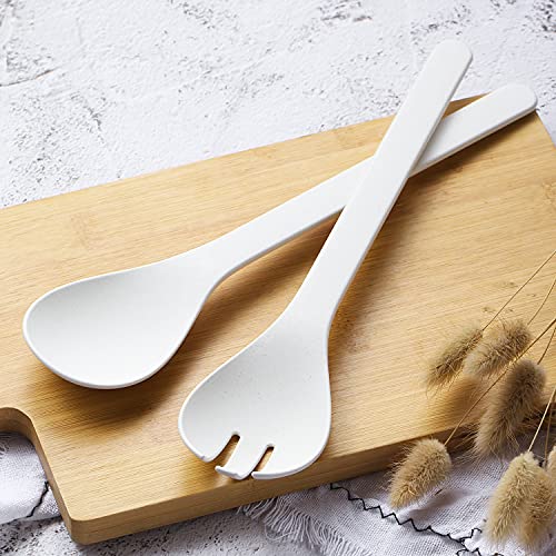 Lekoch Plant-Based Salad Serving Set - Reusable Fork & Spoon, Microwave & Dishwasher Safe