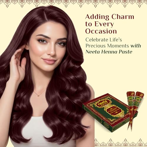 Neeta Ready-to-Use Herbal Henna Paste for Hair - Reddish Brown, Pack of 12